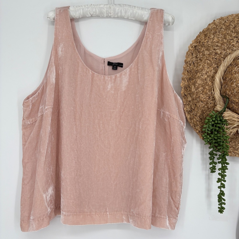 J.Crew Pink Velvet Sleeveless Scoop‎ Neck Tank Top Size 22 Spring